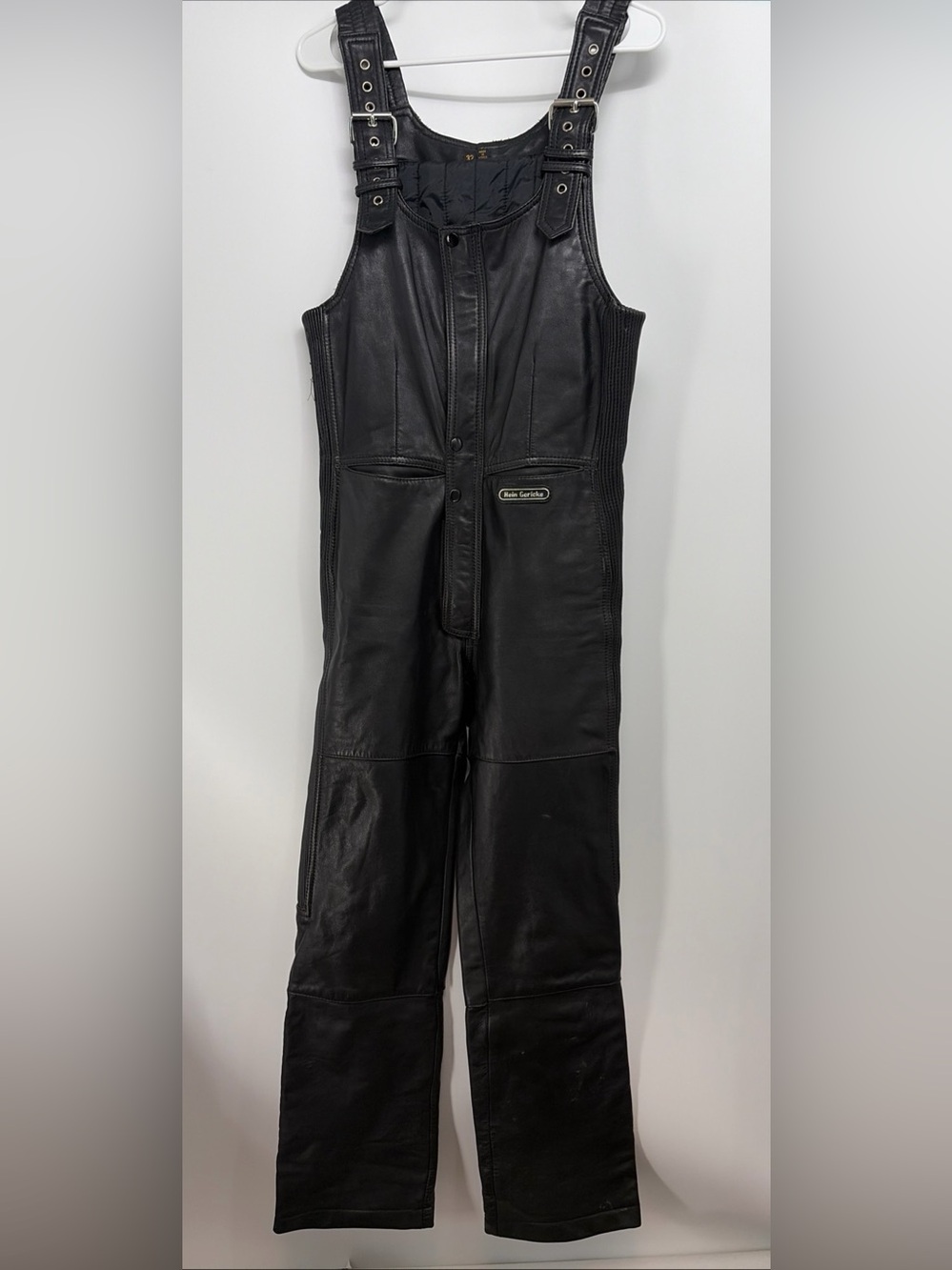 Vintage Hein Gericke Streetline Leather Racing Moto Bib Overalls Sz 32 XS